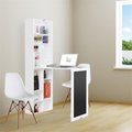 Utopia Alley Utopia Alley SH3WW Collapsible Fold Down Desk Table & Wall Cabinet with Chalkboard & Bottom Shelf; White SH3WW